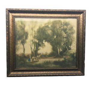 Antique Jean-Baptiste Camille Corot The dance of the Nymphs Framed Landscape  Pr